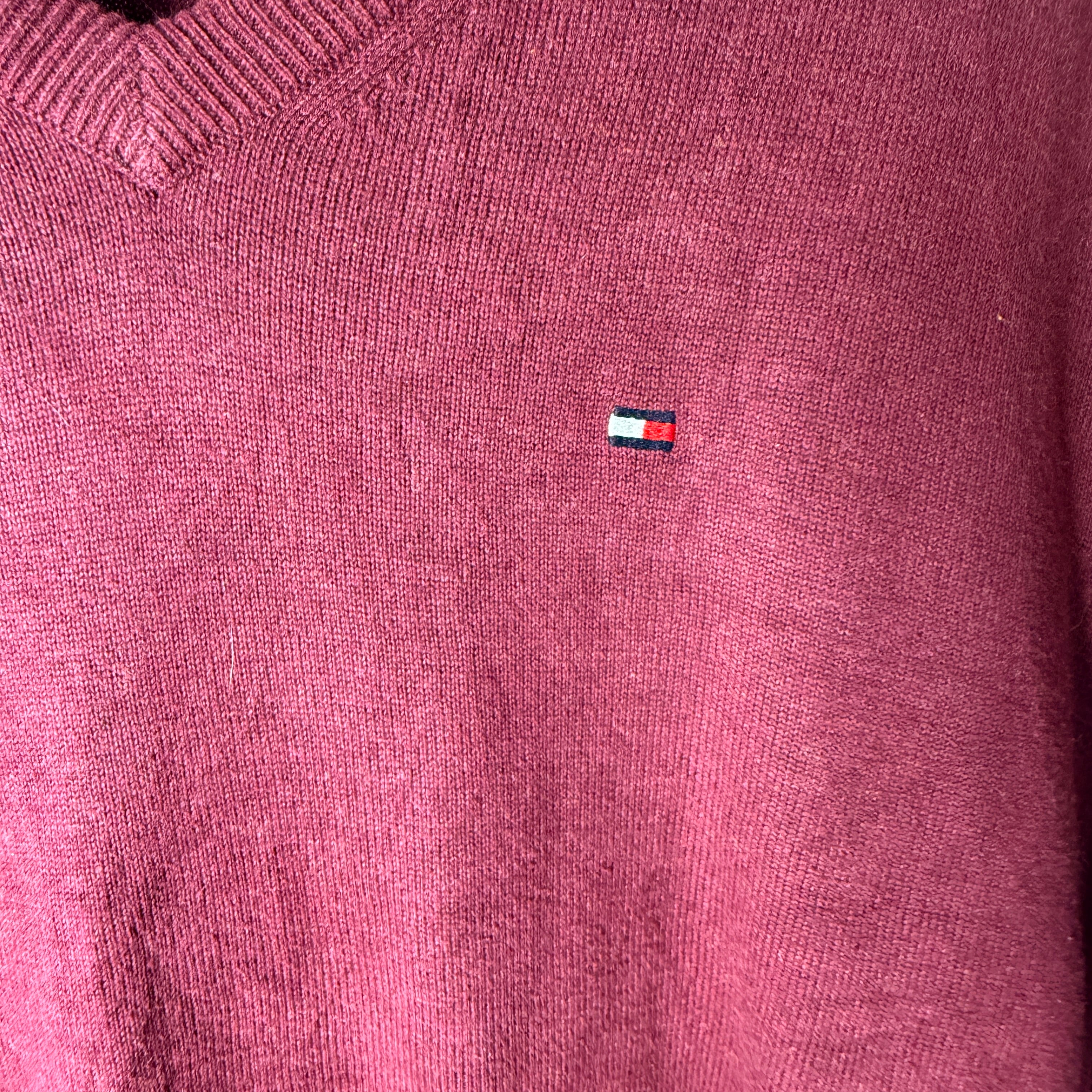 Tommy Hilfiger Burgundy V-Neck Jumper