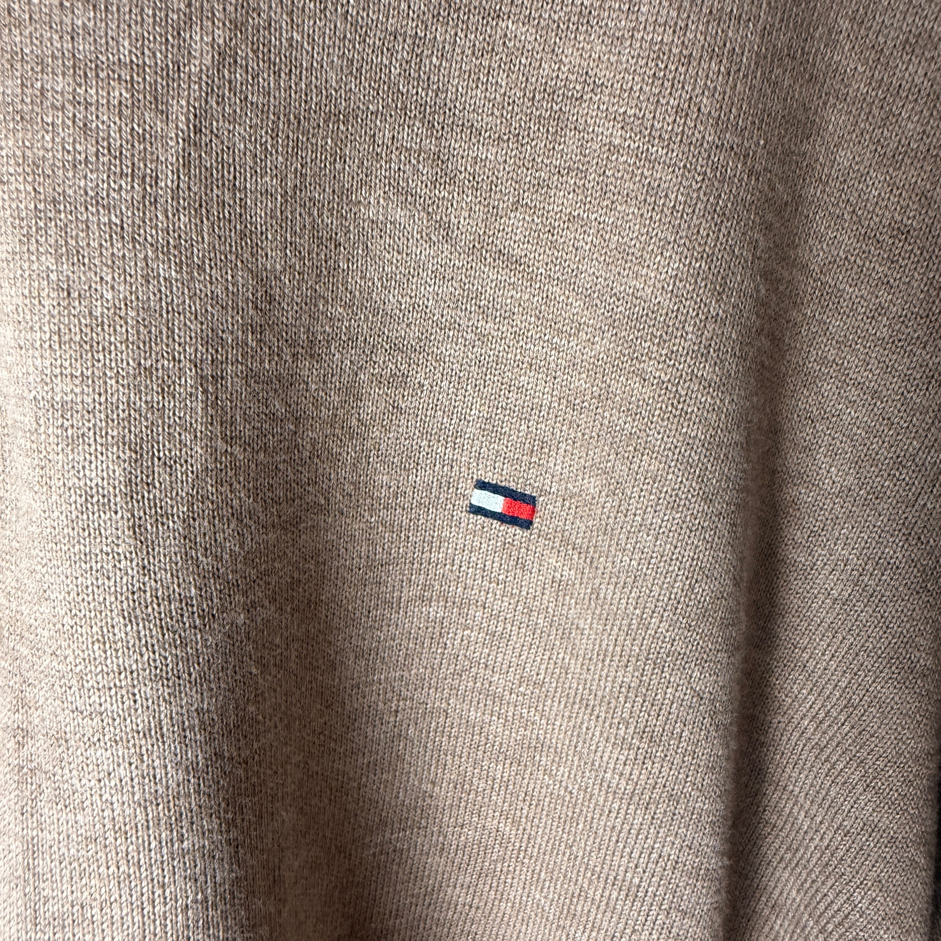 Tommy Hilfiger Brown 100% Cotton V-Neck Jumper