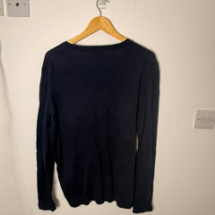 Tommy Hilfiger Retro Prima Cotton Navy V-Neck Jumper