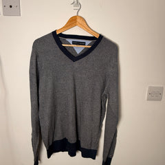 Tommy Hilfiger 100% Cotton Striped V-Neck Jumper
