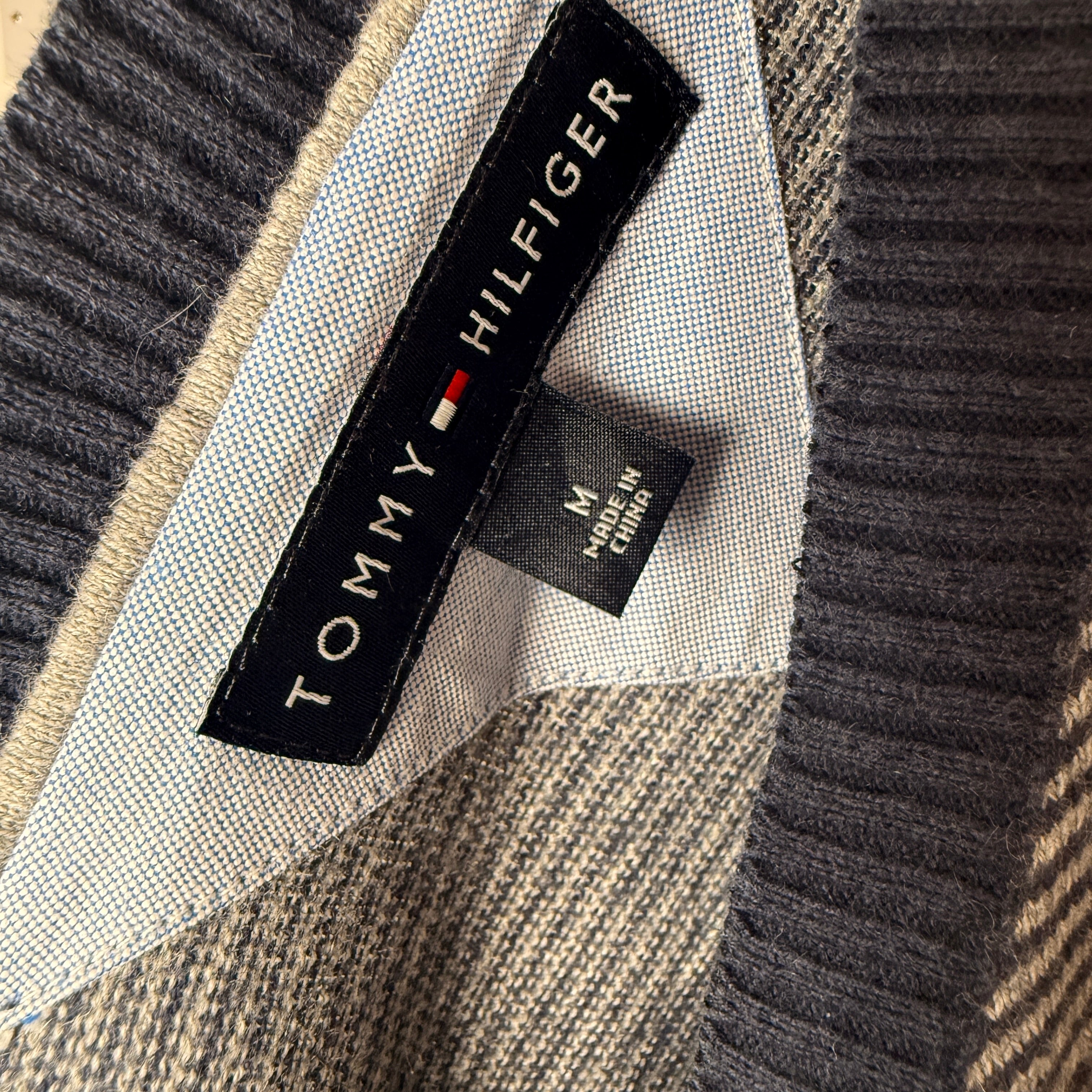 Tommy Hilfiger 100% Cotton Striped V-Neck Jumper