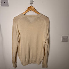 Tommy Hilfiger 100% Cotton Cream V-Neck Jumper