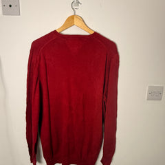 Tommy Hilfiger Premium Cotton Red V-Neck Jumper