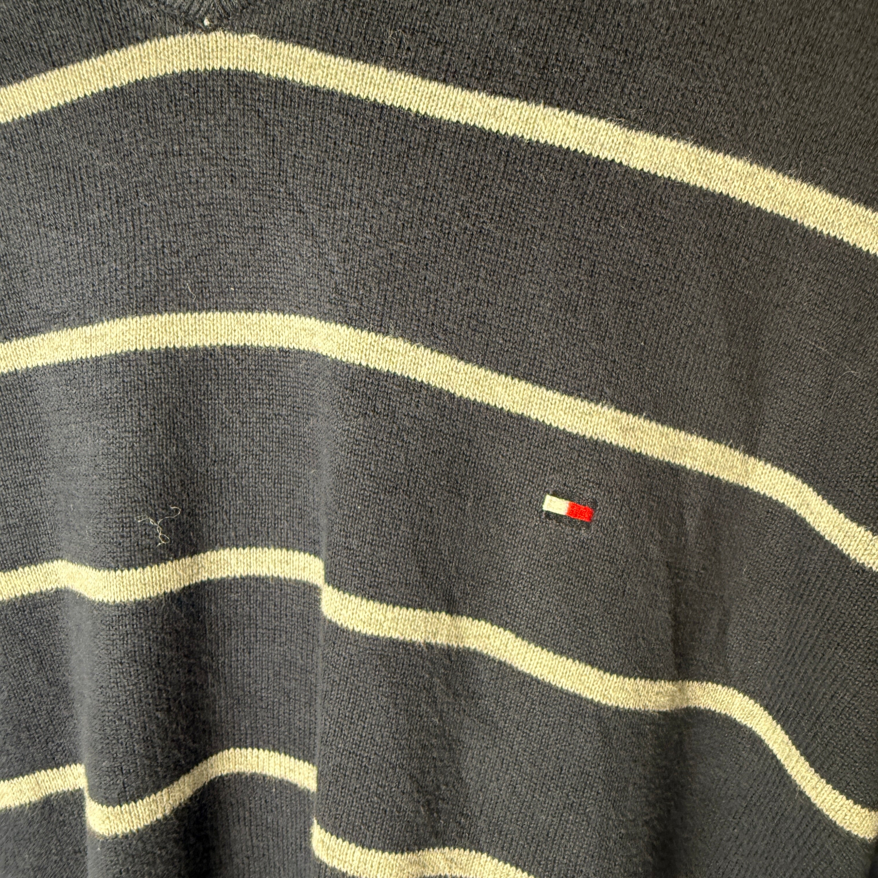 Tommy Hilfiger Dark Navy Striped V-Neck Jumper