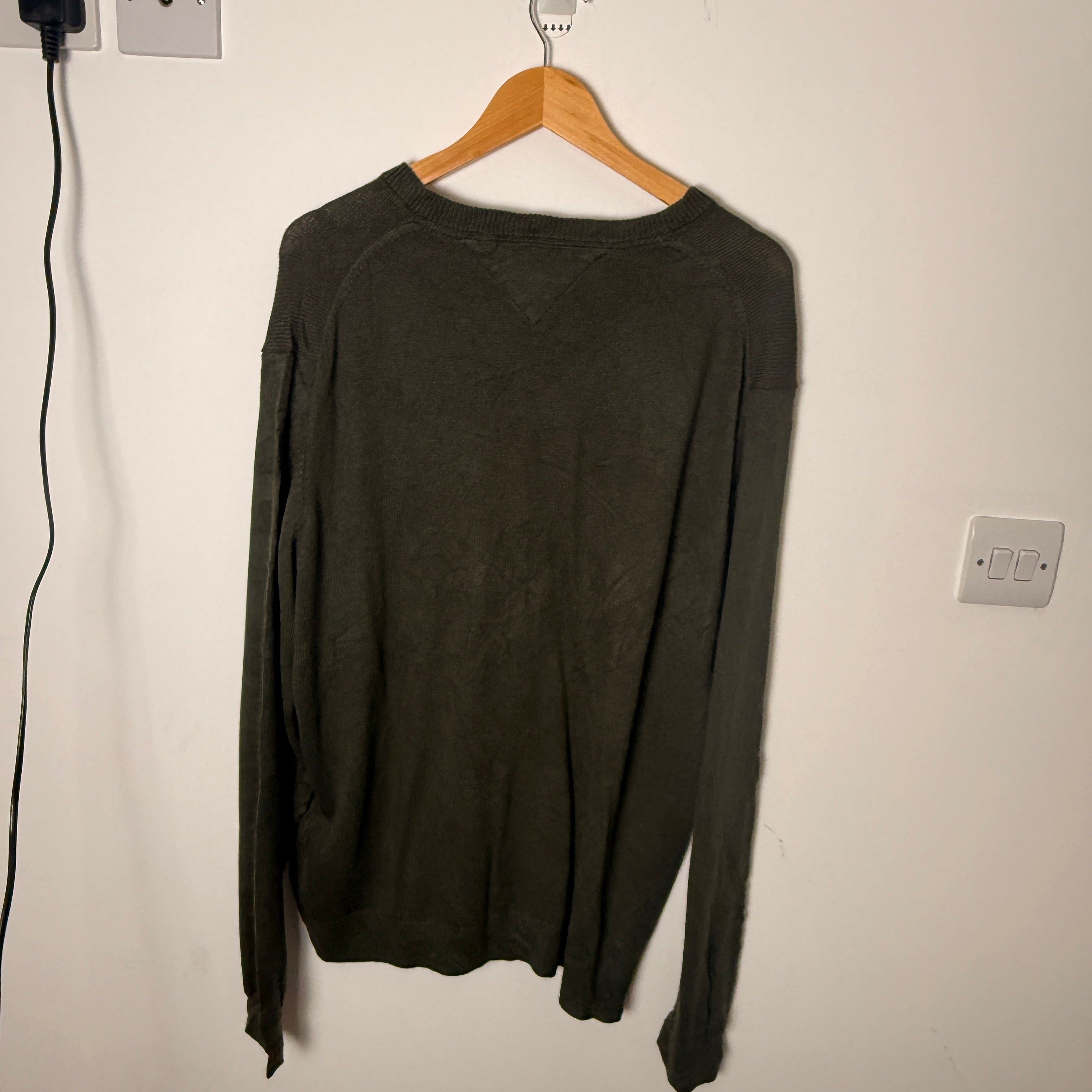 Tommy Hilfiger Olive Green V-Neck Jumper