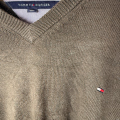 Tommy Hilfiger Olive Green V-Neck Jumper