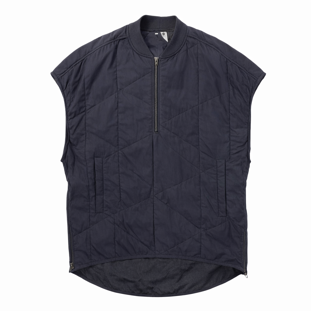 Adidas black quilted sleeveless vest with half zip