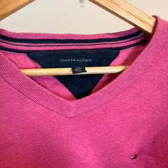 Tommy Hilfiger Pink 100% Cotton V-Neck Jumper
