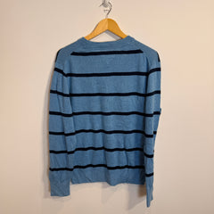 Tommy Hilfiger Prima Cotton Light Blue Striped V-Neck Jumper
