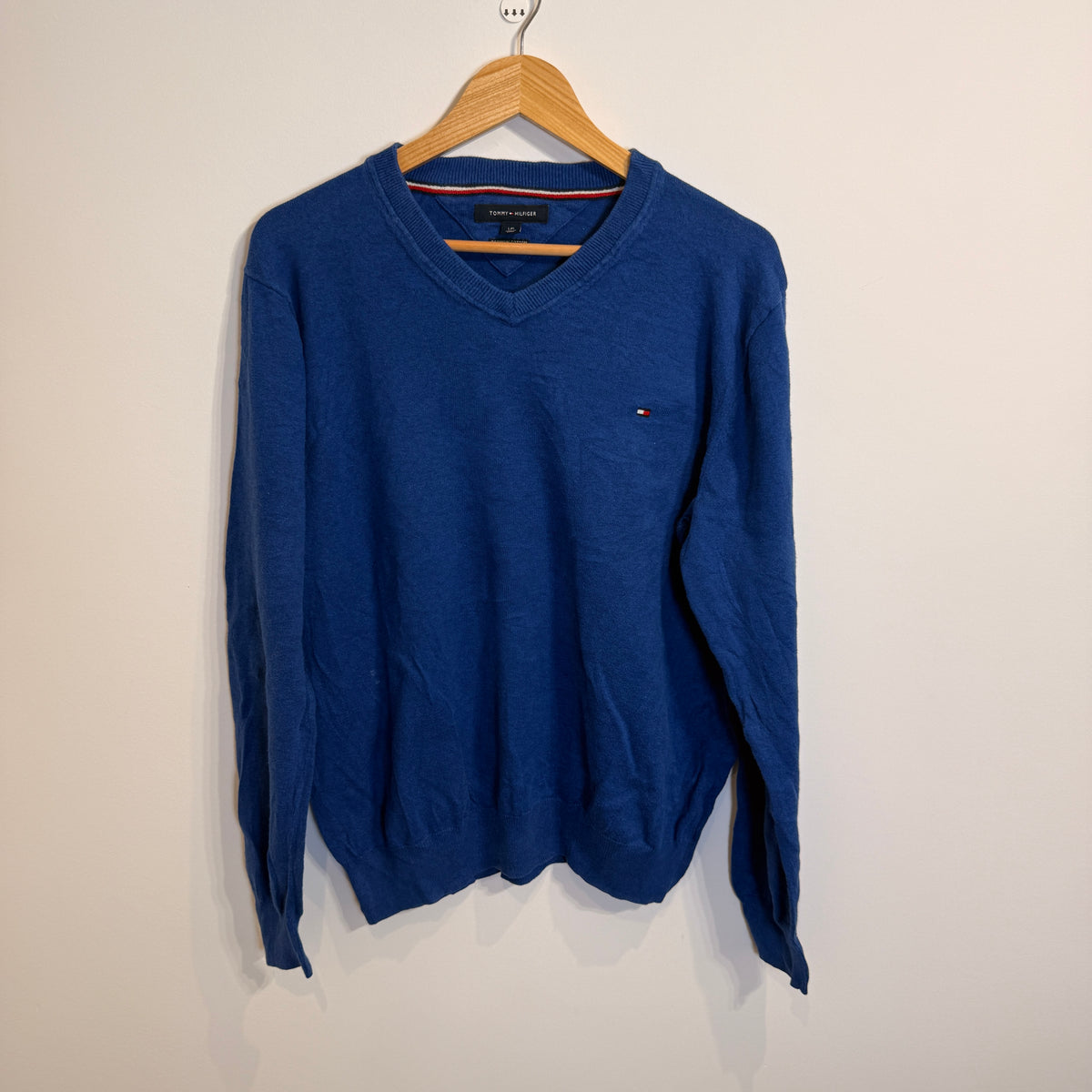 Tommy Hilfiger Royal Blue Premium Cotton V-Neck Jumper