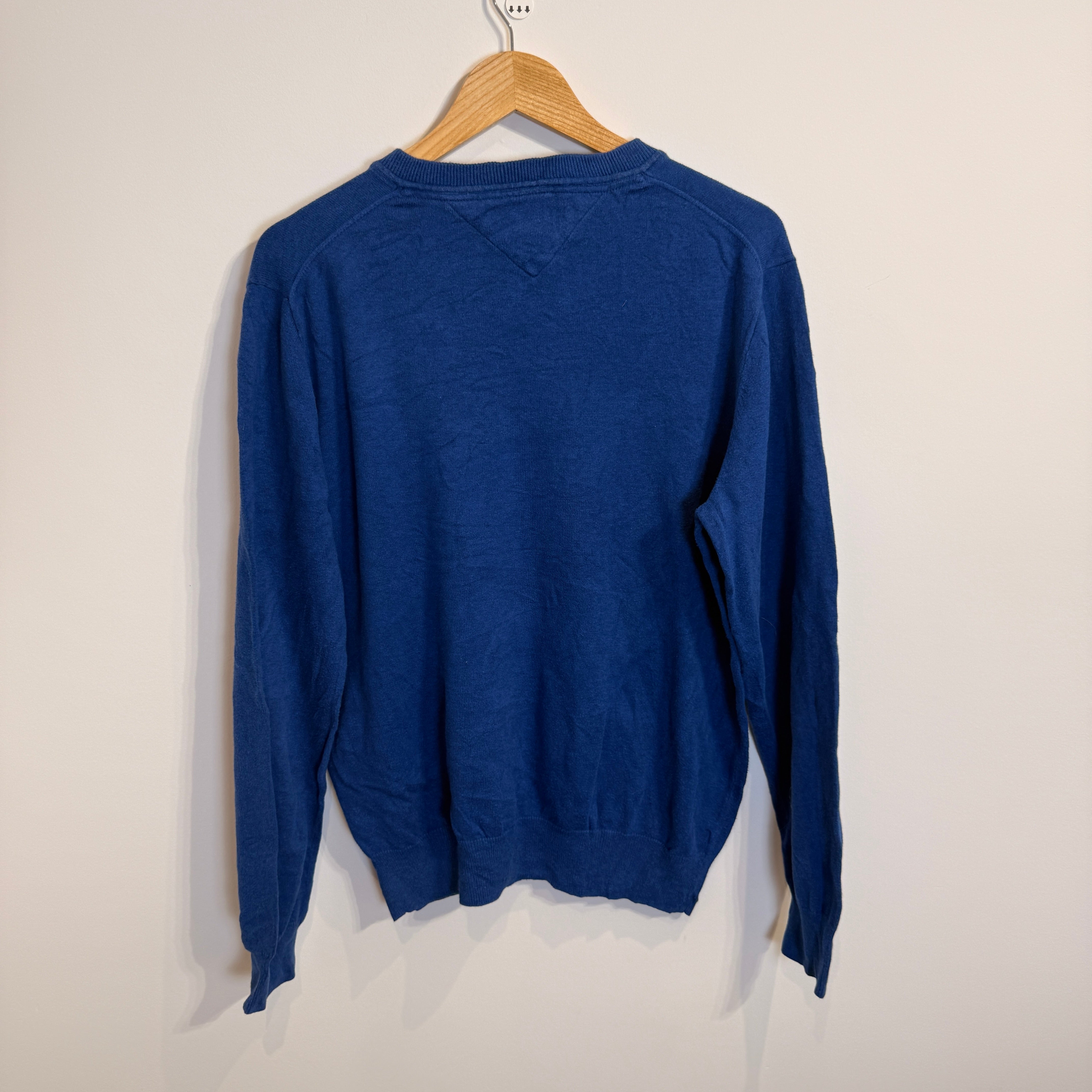 Tommy Hilfiger Royal Blue Premium Cotton V-Neck Jumper