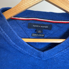 Tommy Hilfiger Royal Blue Premium Cotton V-Neck Jumper