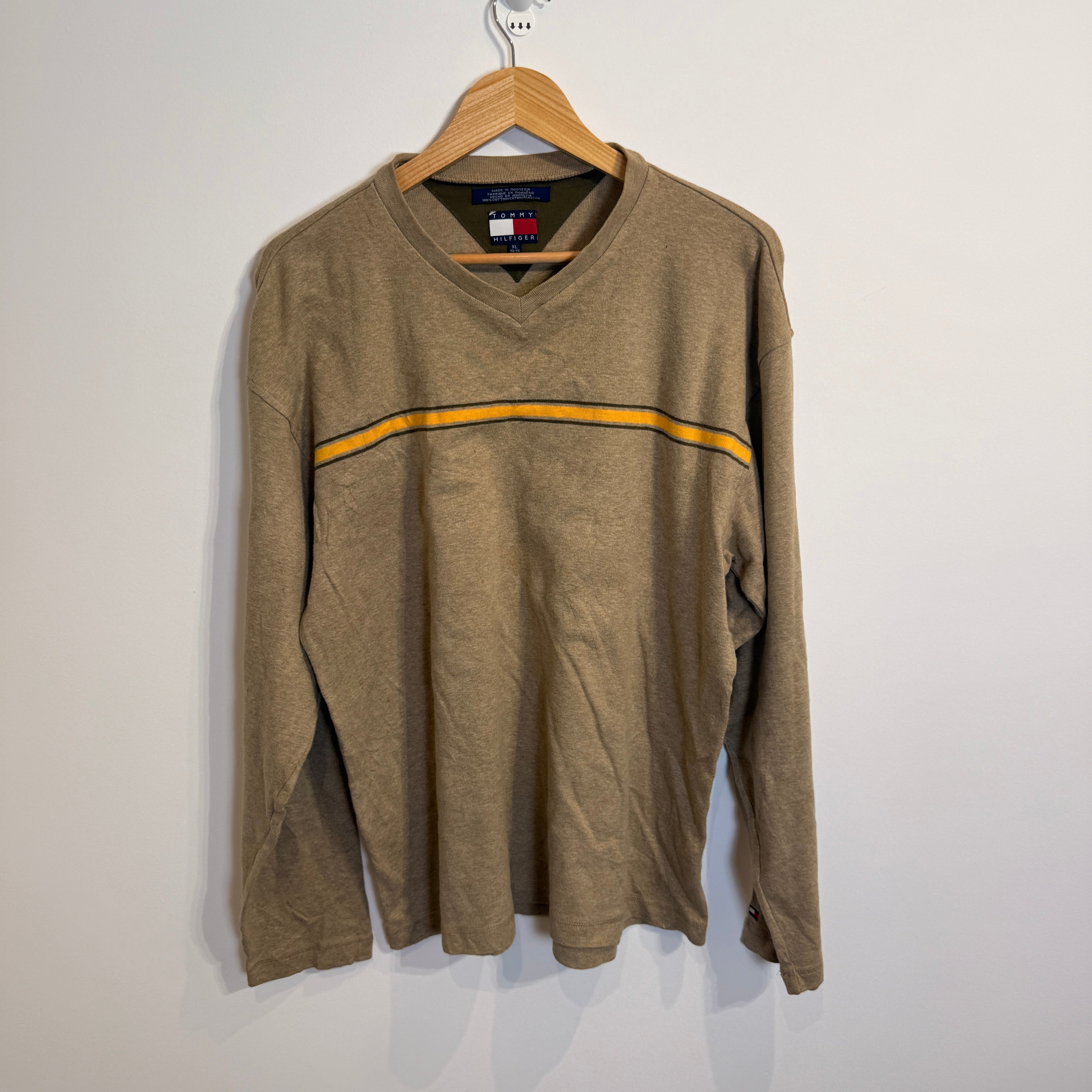 Tommy Hilfiger Vintage 100% Cotton Stone V-Neck Jumper