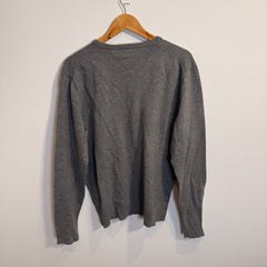 Tommy Hilfiger Compact Cotton Grey V-Neck Jumper