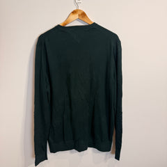 Tommy Hilfiger Prima Cotton Cashmere Forest Green V-Neck Jumper