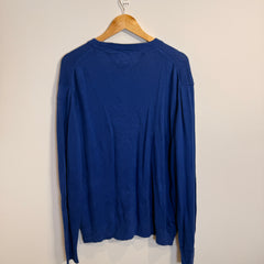 Tommy Hilfiger Royal Blue Cotton V-Neck Jumper