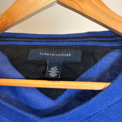 Tommy Hilfiger Royal Blue Cotton V-Neck Jumper