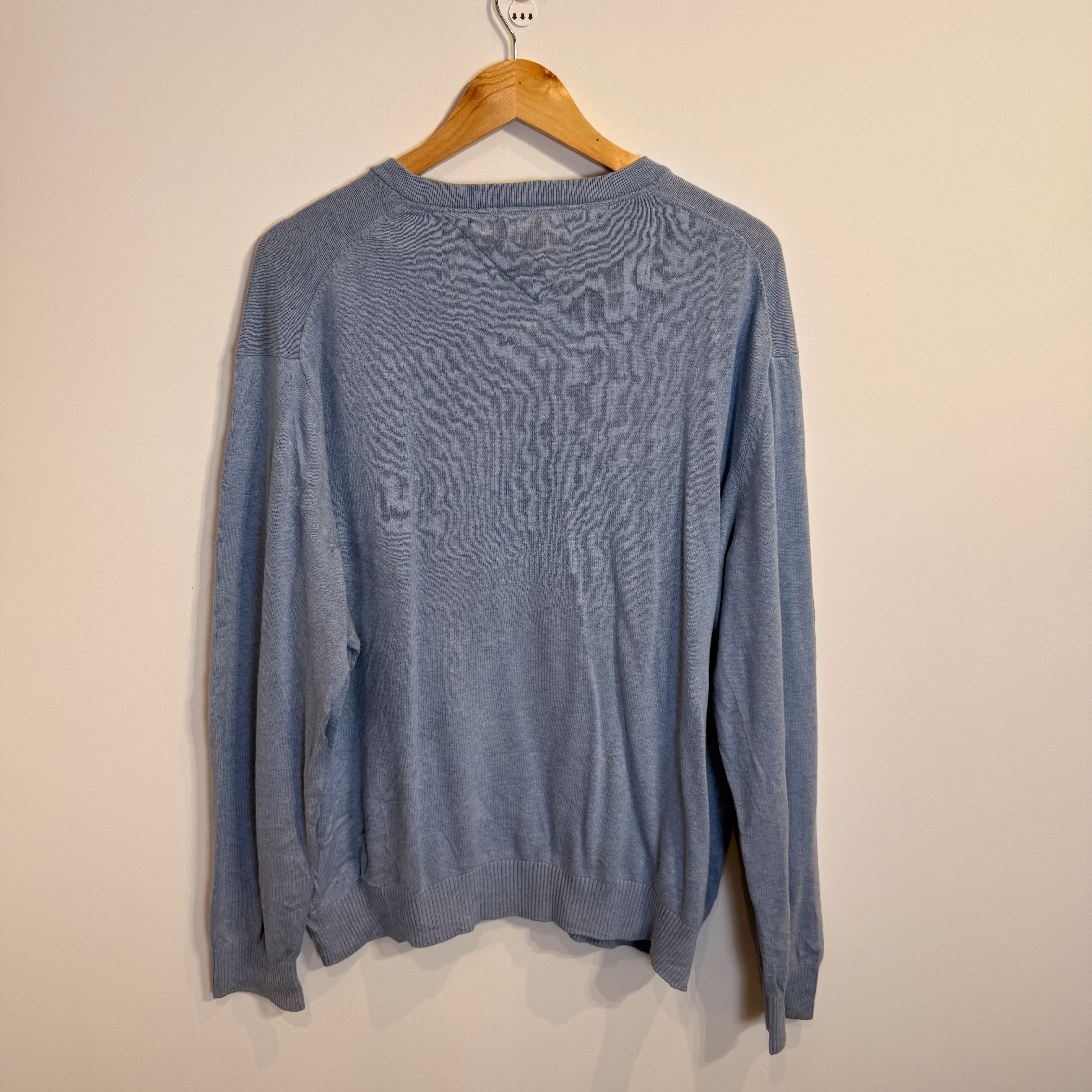 Tommy Hilfiger Pastel Blue V-Neck Jumper