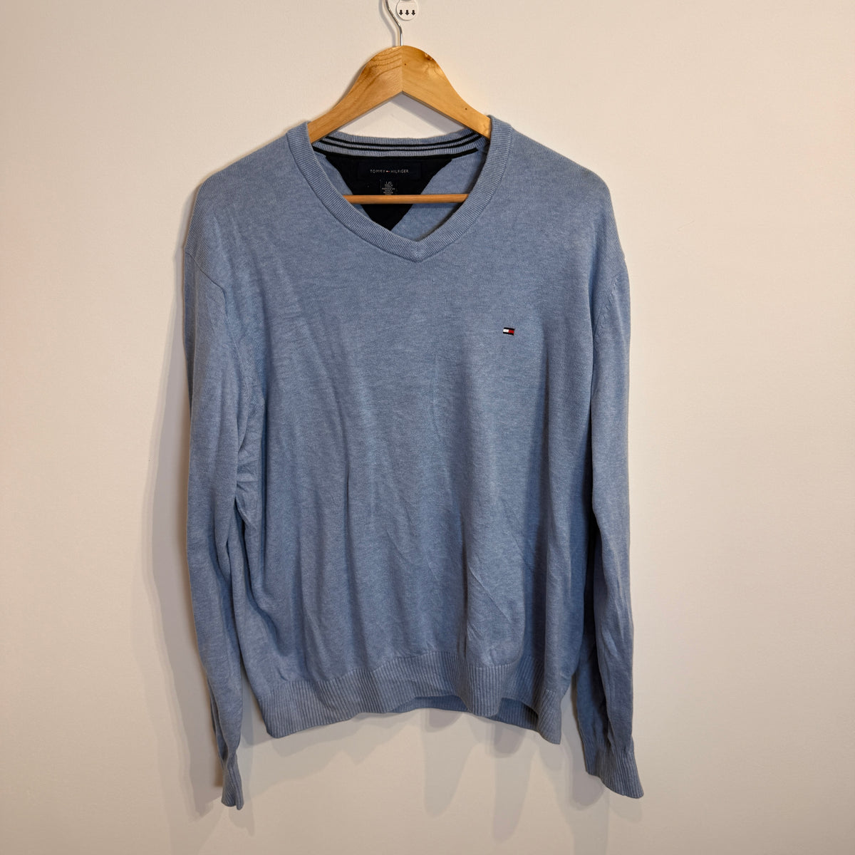 Tommy Hilfiger Pastel Blue V-Neck Jumper
