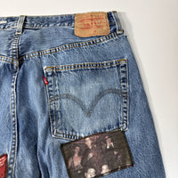Custom Patched Levi's Blue Jeans with The Specials Graphics