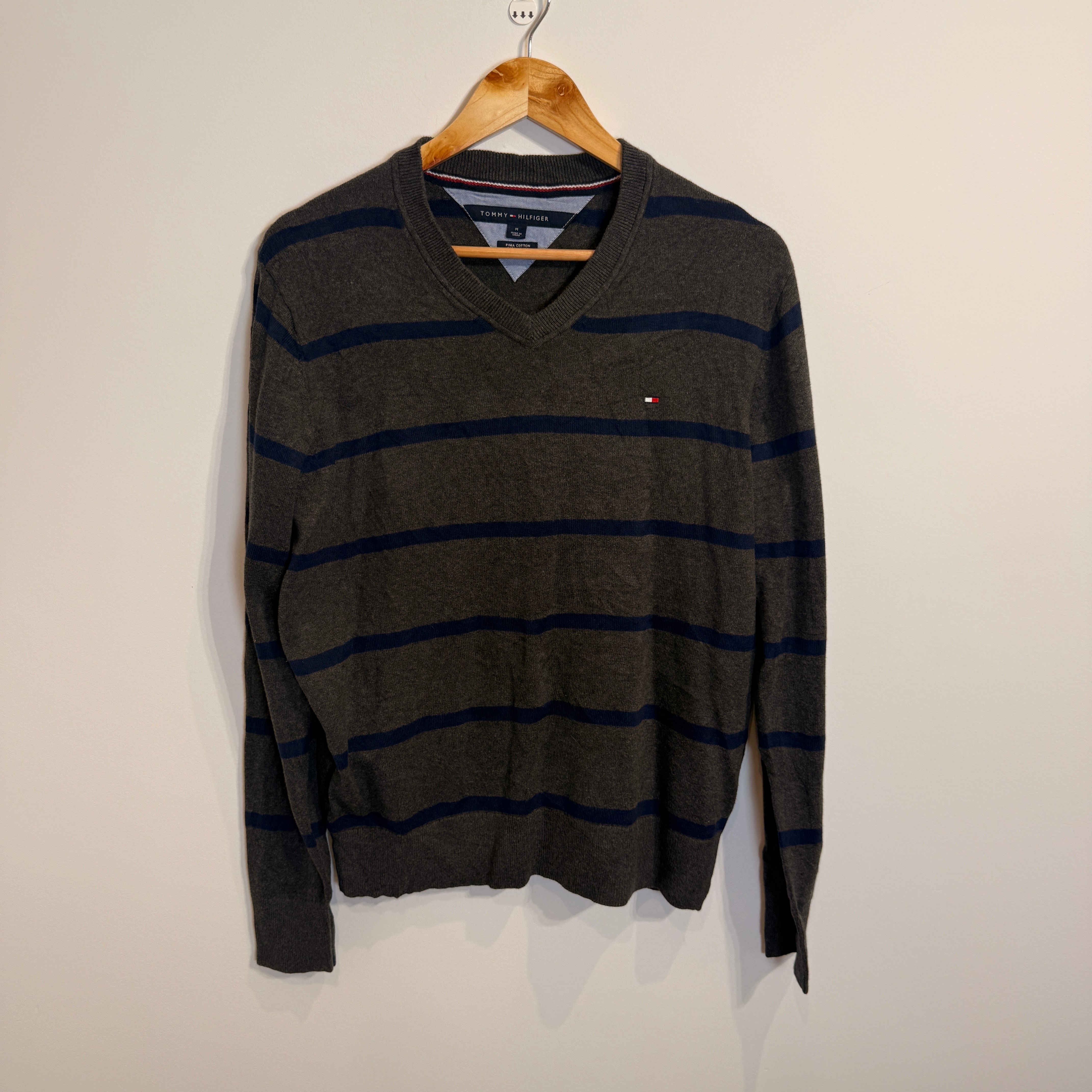 Tommy Hilfiger Prima Cotton Grey and Blue Striped Jumper