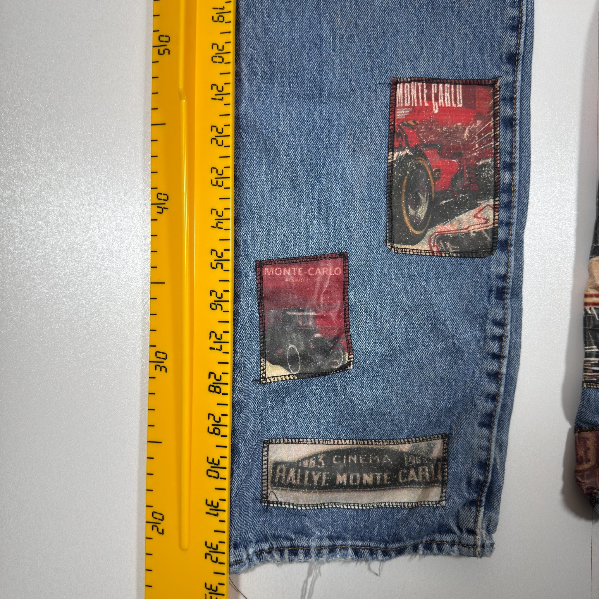 Levi's Vintage Blue Denim Jeans with Vintage Car-Themed Patches