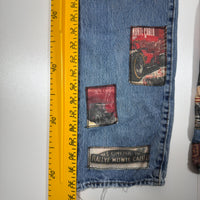 Levi's Vintage Blue Denim Jeans with Vintage Car-Themed Patches