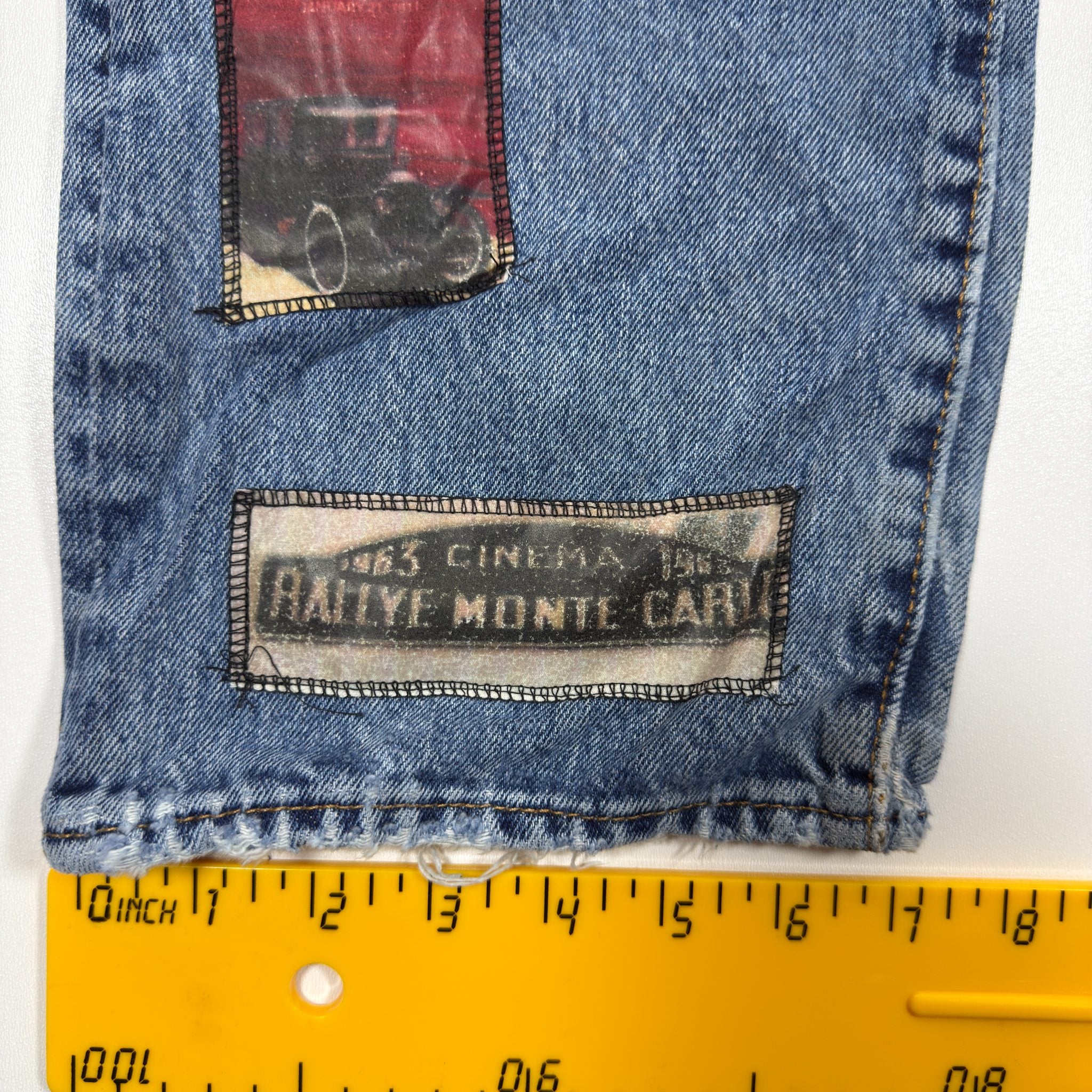 Levi's Vintage Blue Denim Jeans with Vintage Car-Themed Patches