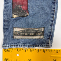 Levi's Vintage Blue Denim Jeans with Vintage Car-Themed Patches