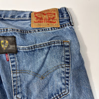 Levi's Vintage Blue Denim Jeans with Vintage Car-Themed Patches