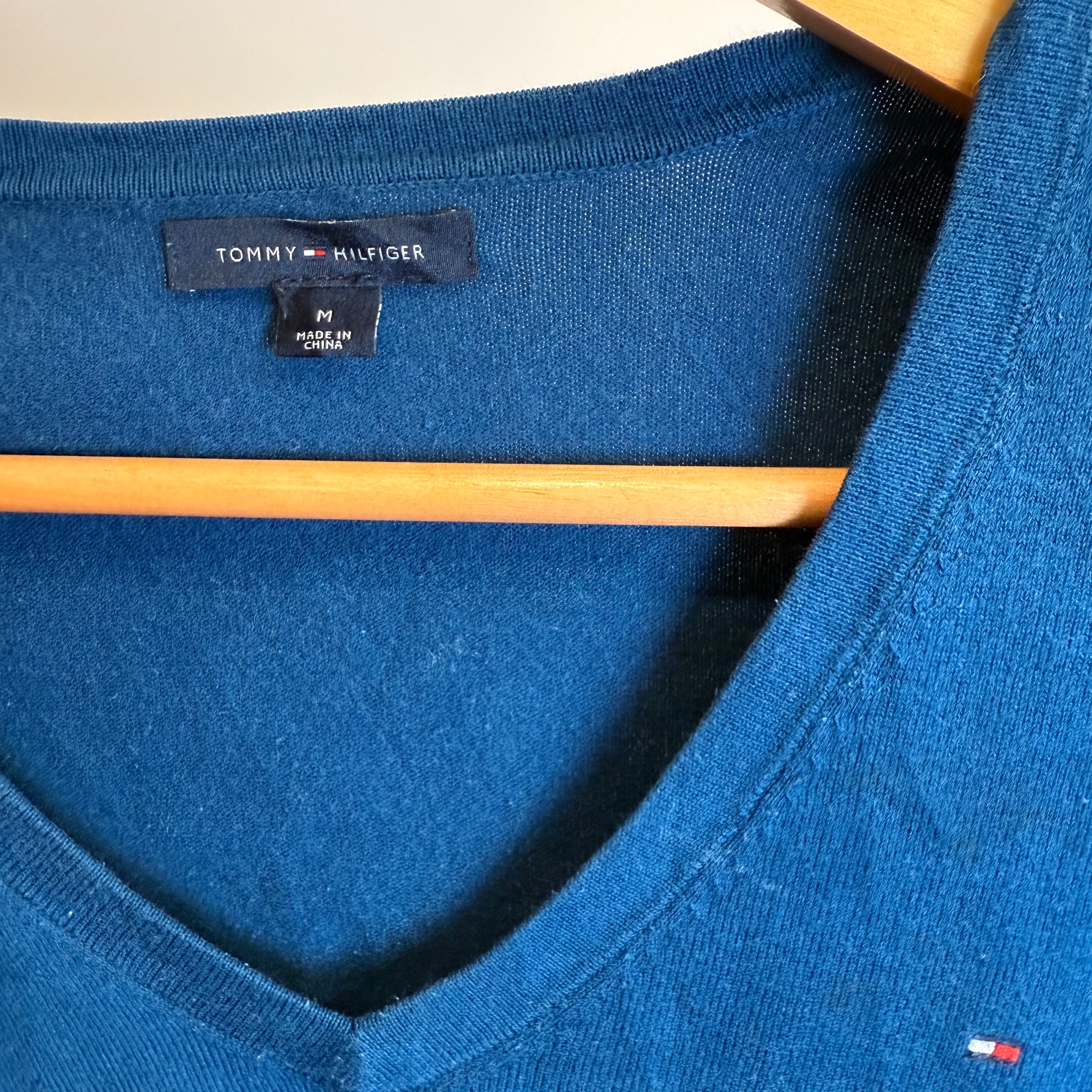 Tommy Hilfiger Blue V-Neck Jumper