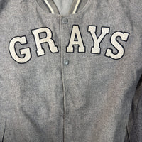 Vintage Style Grey Wool Varsity Bomber Jacket
