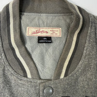 Vintage Style Grey Wool Varsity Bomber Jacket