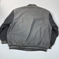 Vintage Style Grey Wool Varsity Bomber Jacket