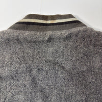 Vintage Style Grey Wool Varsity Bomber Jacket