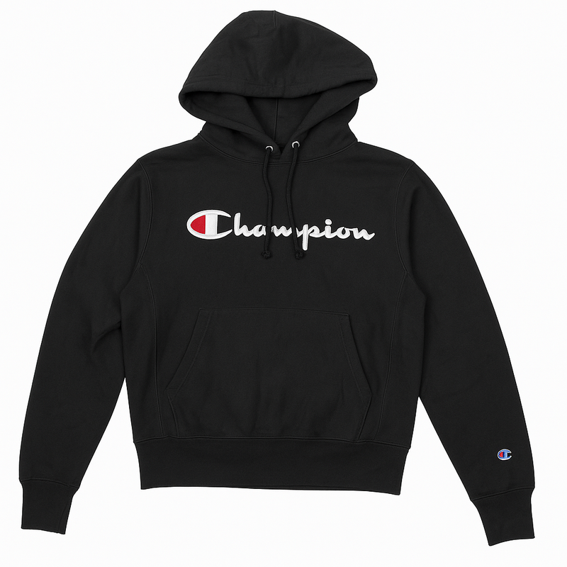 Champion Classic Black Hoodie with Logo