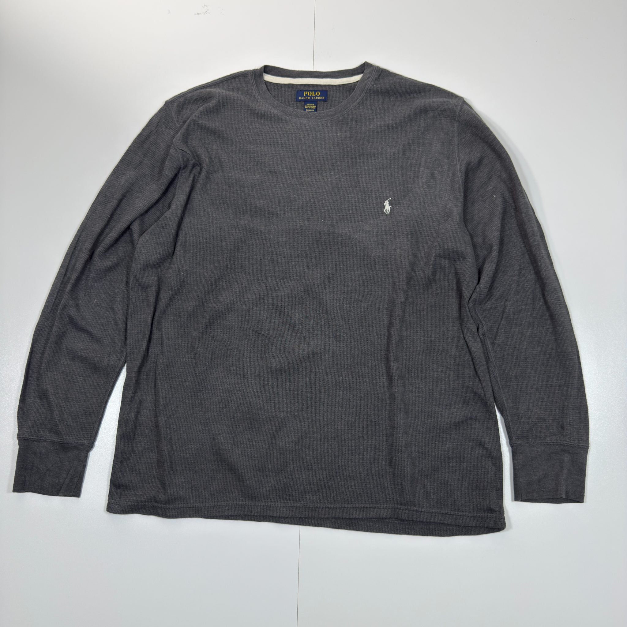 Polo Ralph Lauren waffle knit grey long sleeve top