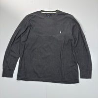 Polo Ralph Lauren waffle knit grey long sleeve top