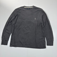 Polo Ralph Lauren waffle knit grey long sleeve top