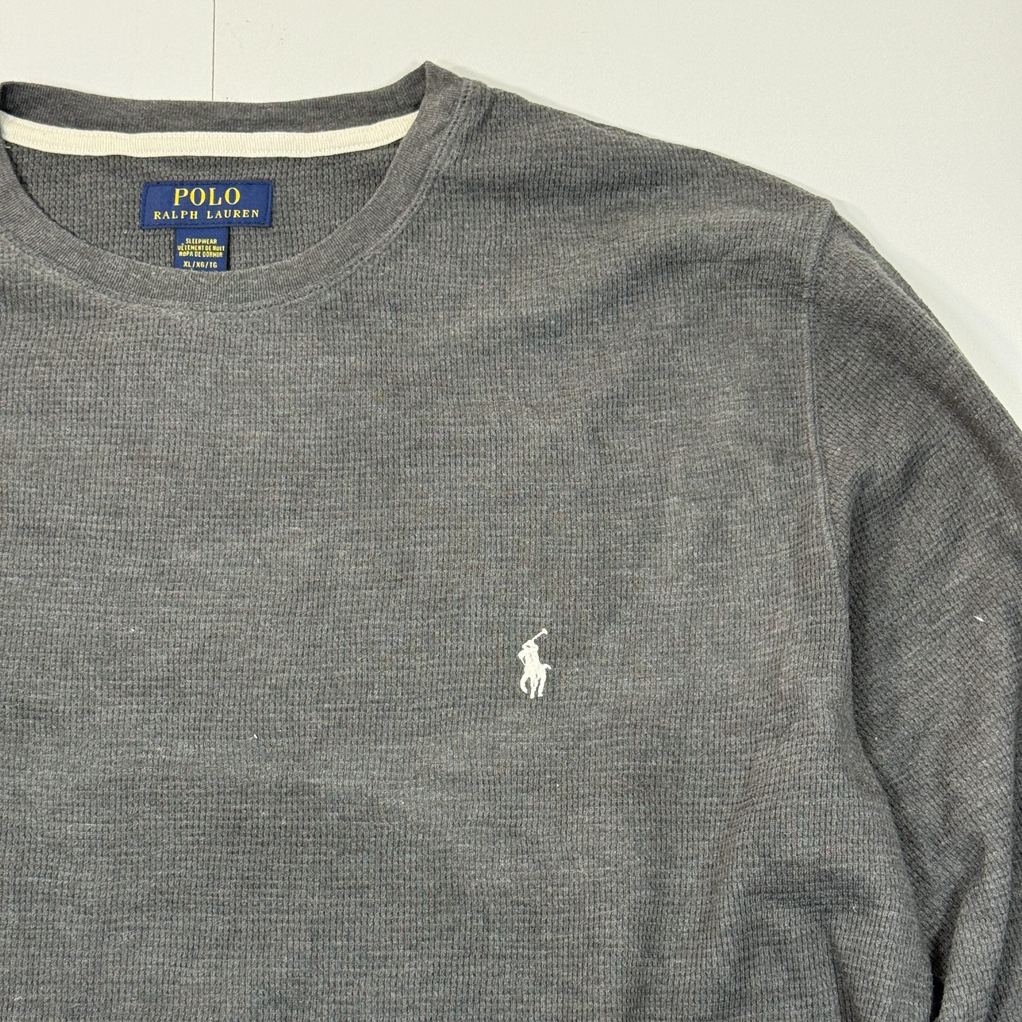Polo Ralph Lauren waffle knit grey long sleeve top