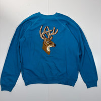 Blue Sweatshirt with Deer Embroidery