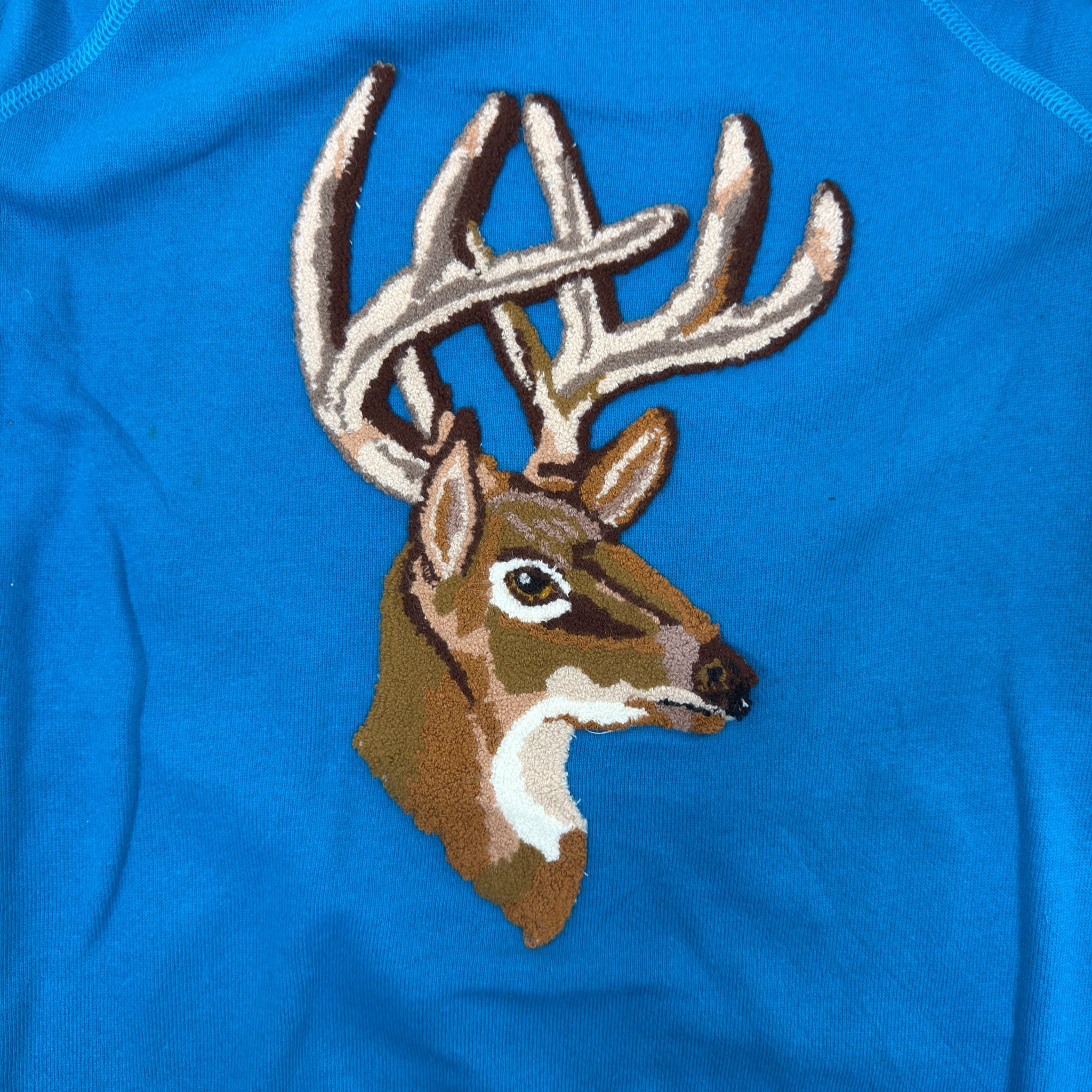Blue Sweatshirt with Deer Embroidery