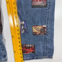 Vintage Patchwork Blue Denim Jeans W34 L34