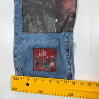 Vintage Patchwork Blue Denim Jeans W34 L34