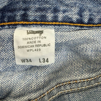 Vintage Patchwork Blue Denim Jeans W34 L34