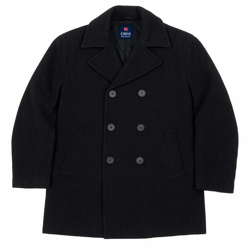 Chaps Black Wool Peacoat