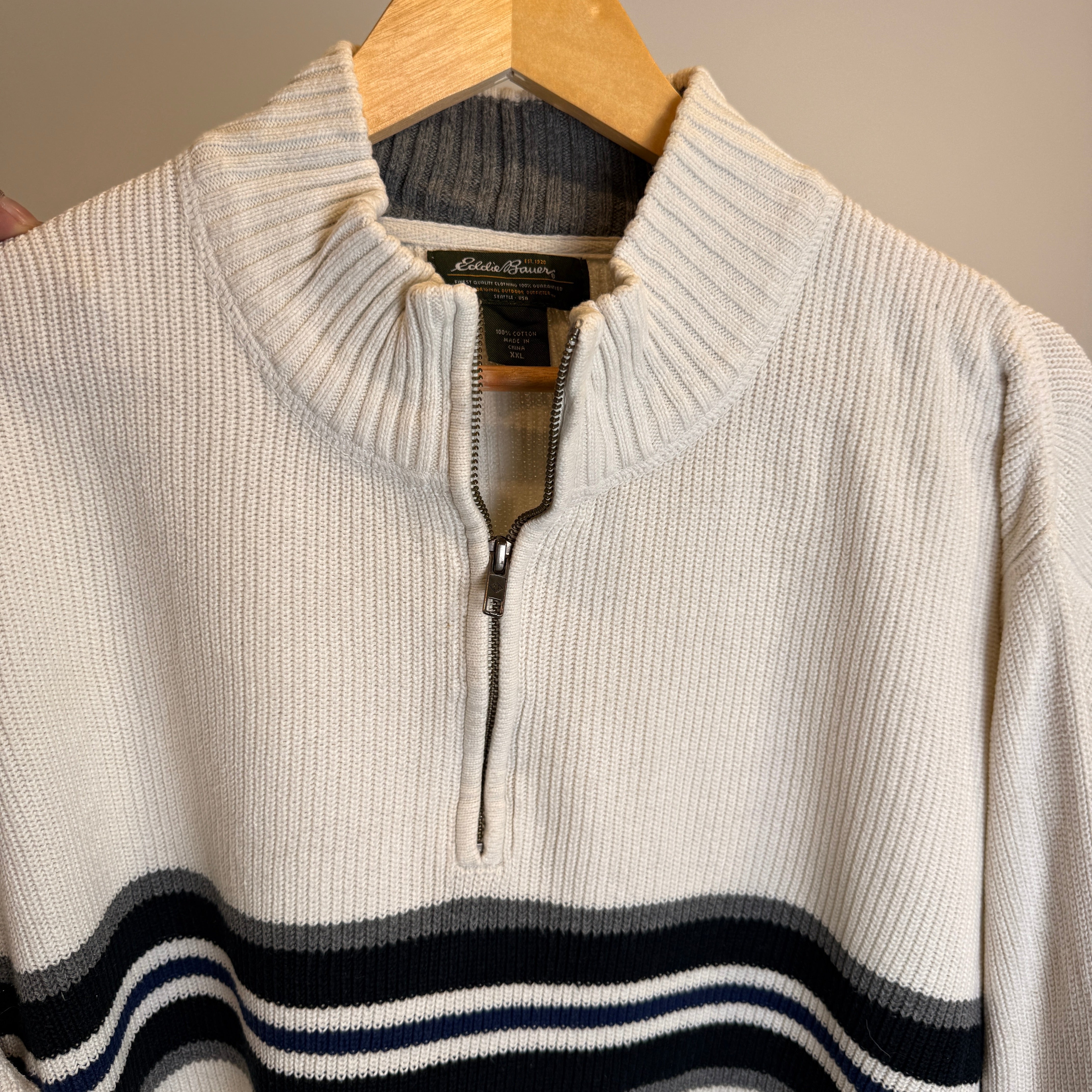 Eddie Bauer Men’s 1/4 Zip Cotton Pullover – P628