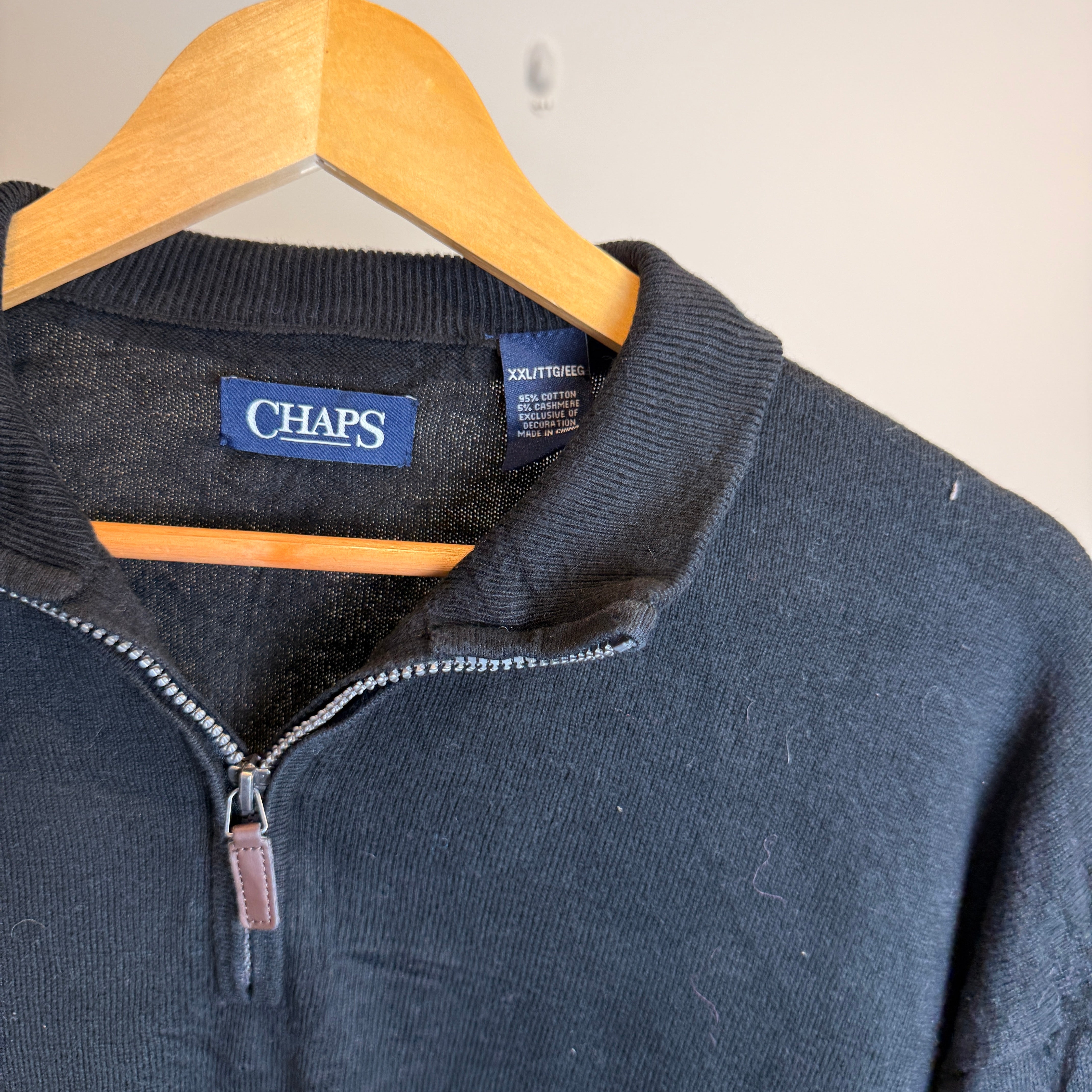 Chaps Men’s Cashmere Cotton Blend 1/4 Zip Pullover – P633