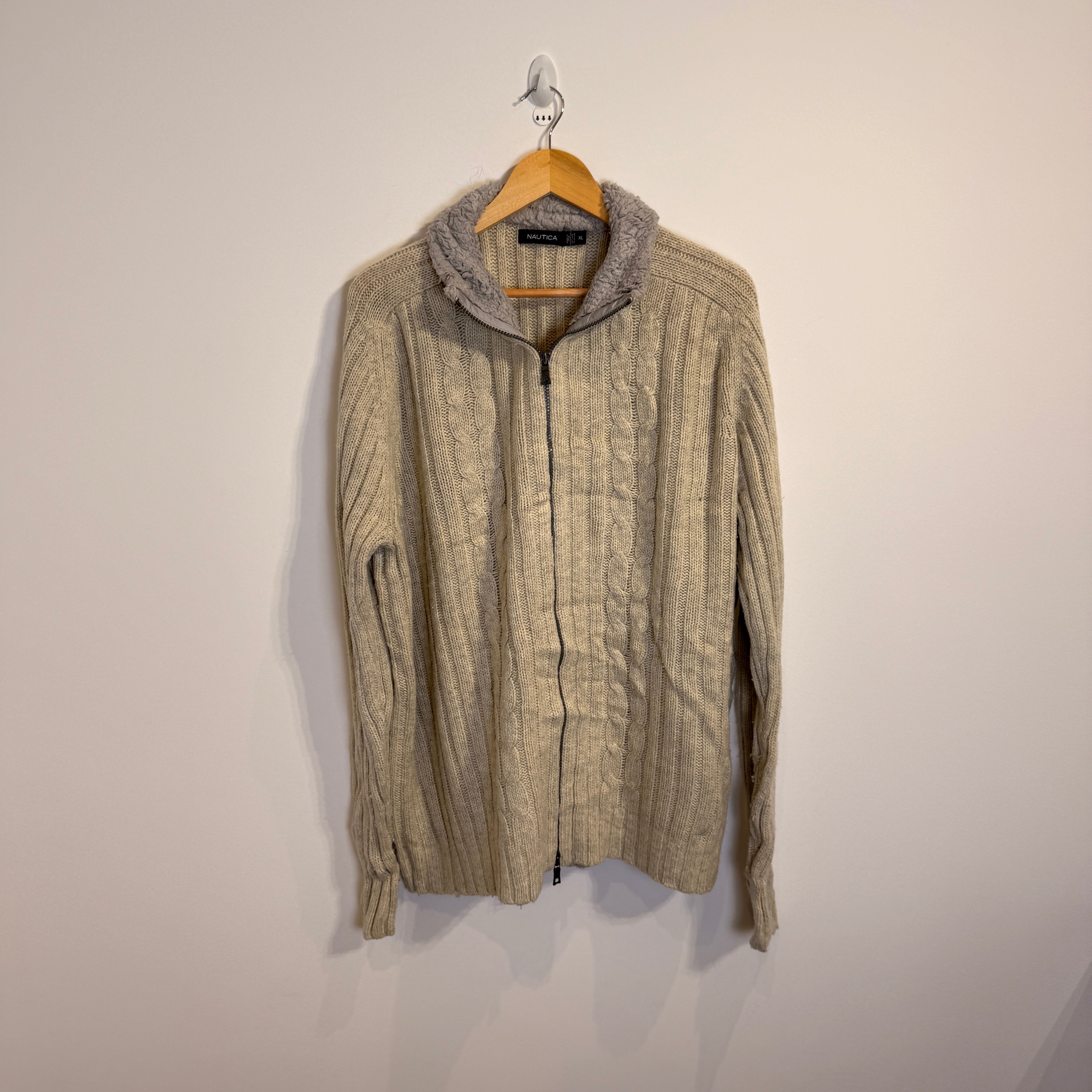 Nautica Men’s Knitted Jacket with Sherpa Collar – P634