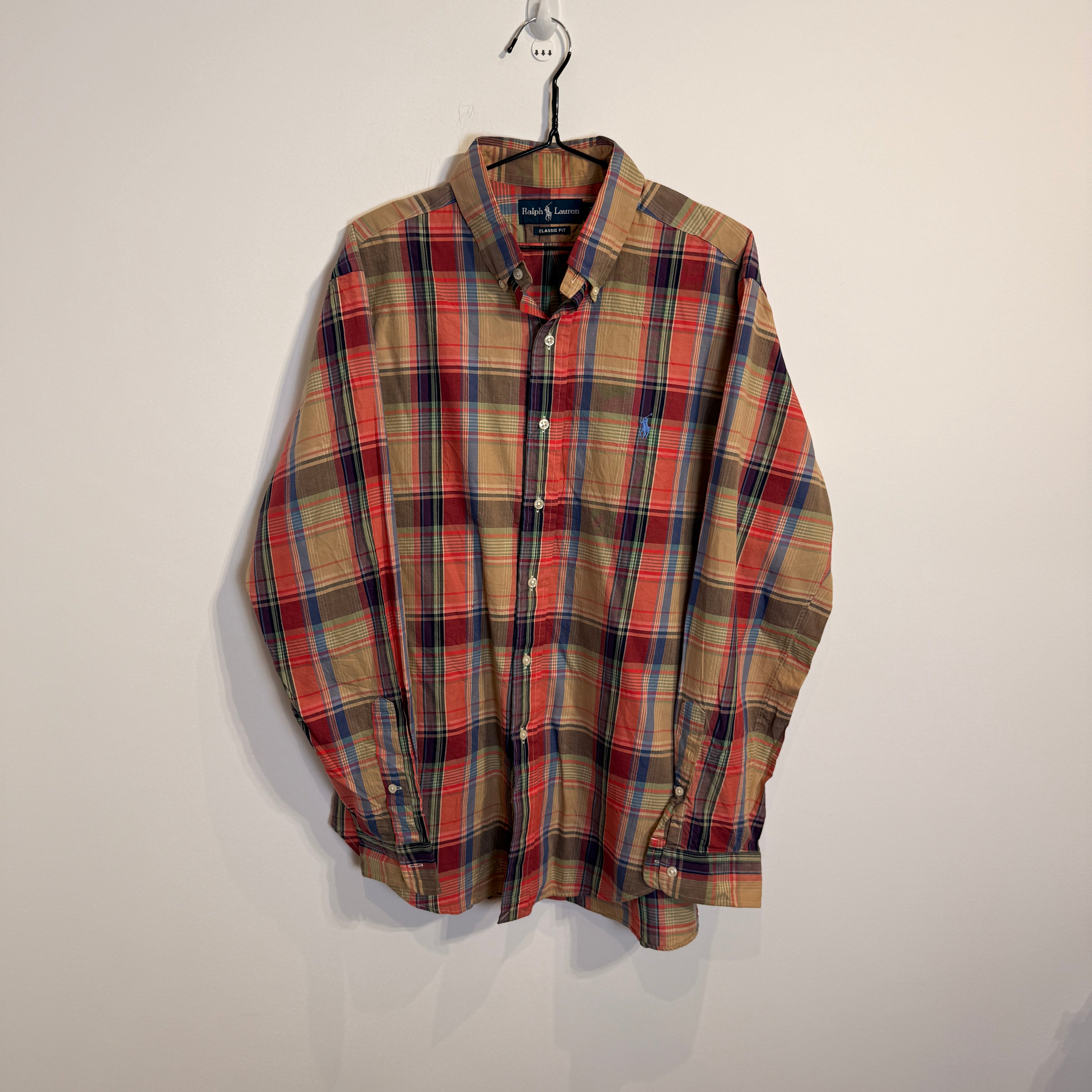 Ralph Lauren Men’s Classic Fit Retro Color Plaid Oxford Shirt – P662